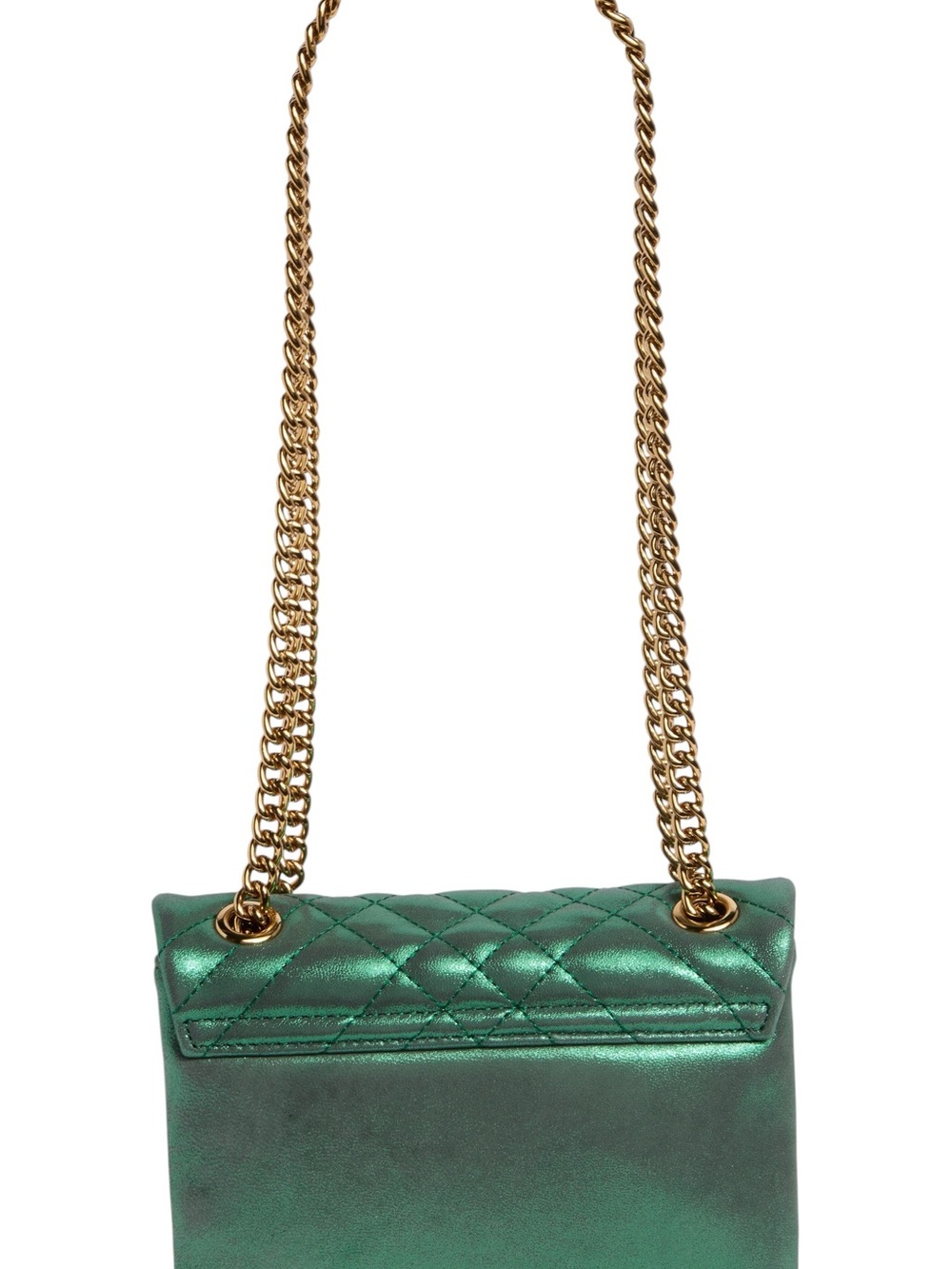 Kurk Geiger Metallic Emerald Quilted Crossbody with Gold Chain Strap - Picture 4 of 7